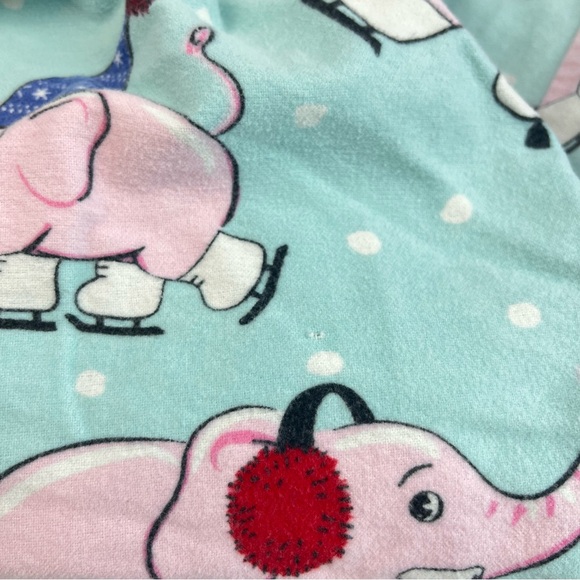 Nick And Nora Flannel Pajama Set Pink Elephant Skates Top And Bottom Womens Sz S - Picture 11 of 16